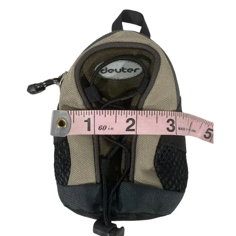 DEUTER mini backpack 4.5’ Black Tan Zip Closure